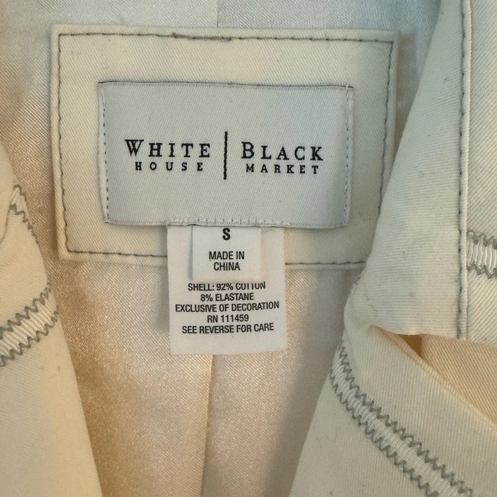 EUC White House Black Market Ivory Trench size Small - Picture 2 of 6